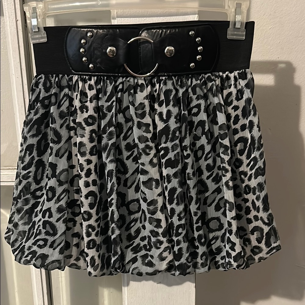 Leopard Print Mini Skirt with Black Belt
